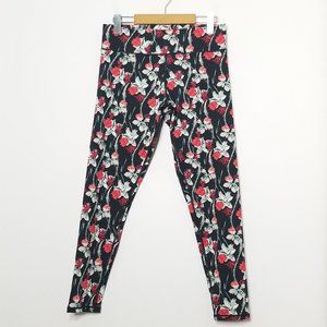 Minkpink Move Black Floral Red Green Activewear Workout Leggings Pants Stretch M